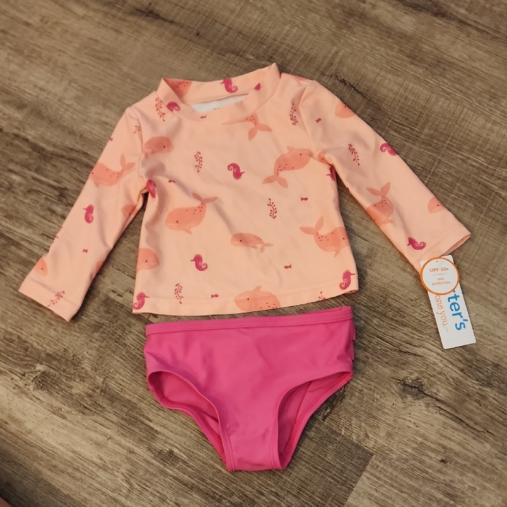 Carter's Pink and Orange Rashguard Swim Set